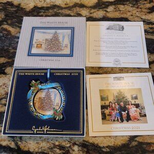 2021 Official White House Christmas  Tree Ornament Gold Tone w BOX